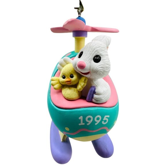 Hallmark Keepsake Ornament 1995 Here Comes Easter Bunny Helicopter Vintage - Picture 3 of 7
